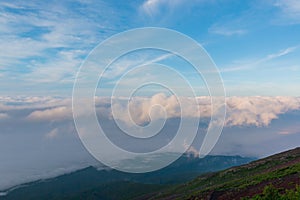 Beautiful landscape with cloudy sky view from top of Mt. fuji
