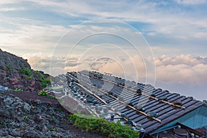 Beautiful landscape with cloudy sky view from top of Mt. fuji, japan