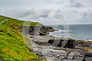 Beautiful landscape the coastal walk route from Doolin to the Cliffs of Moher