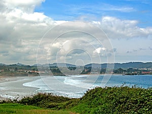 Beautiful landscape with coastline in Asturias, Camino del Norte route, Northern coast of Green Spainof Biscay bay photo