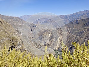 The beautiful landscape of the Colca Canyon in Peru