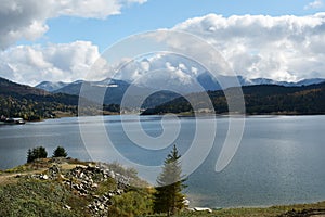 Beautiful landscape of Colibita lake, Romania.