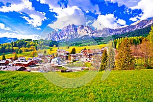 Beautiful landscape of Cortina d` Ampezzo in Dolomites Alps view