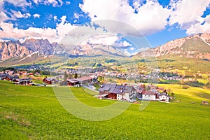 Beautiful landscape of Cortina d` Ampezzo in Dolomites Alps view photo