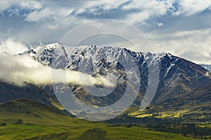 beautiful landscape of crown range road view point ,between wanaka town to queenstown south island new zealand