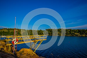 Beautiful landscape of a dock in the Swedish west