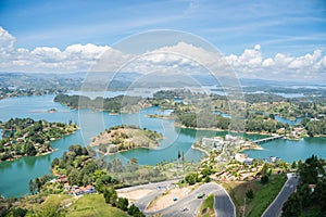 Beautiful landscape in El penon Guatape, Medellin Colombia