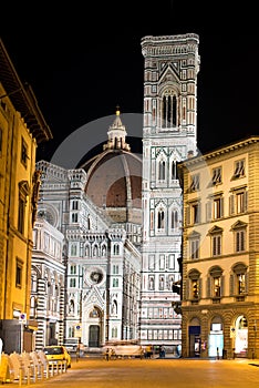 Beautiful landscape fabulous view of famous Florence Duomo Cathedral, Basilica di Santa Maria del Fiore (Basilica of Saint Mary o