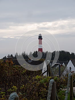 Beautiful landscape featuring the historic Hornum lighthouse on a lush green hill
