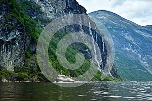 Beautiful landscape and ferry cruise at Geirangerfjord