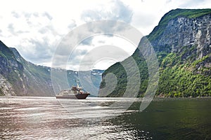 Beautiful landscape and ferry cruise at Geirangerfjord