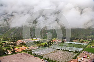 Beautiful landscape of fields, meadows and mountains in Peru, South America