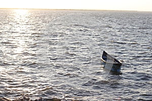 Beautiful landscape of Fishing boats on the sea. small boats for fishing.