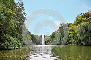 Beautiful landscape, Fountain Snake in the National Arboretum Sofiyivka, Uman, Ukraine