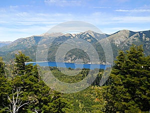 Beautiful landscape full of nature, mountains, lakes and trees in Neuquen, Argentina.