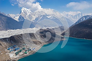 Beautiful landscape of Gokyo lake and village, Everest region, N