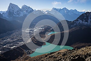 Beautiful landscape of Gokyo valley in a morning sunrise from Go