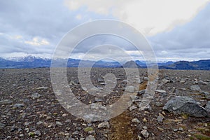 Beautiful landscape hiking the fimmvorduhals trail in iceland