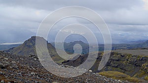 Beautiful landscape hiking the fimmvorduhals trail in iceland