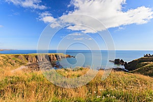 Beautiful landscape of hill and rock at Dunnottar castle area