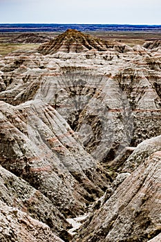 Beautiful Landscape of the hills in Badlands National Park