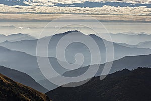 Beautiful landscape with hills of Himalaya Mountains, Nepal