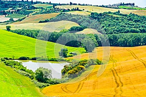 Beautiful landscape of the hilly Tuscany in Valdorcia, Italy