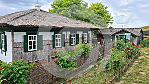 Beautiful landscape on the houses of the Don Cossacks in Russian village of Starozolotovskaya in June 2022