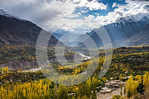 Beautiful Landscape of Hunza Valley in Autumn season.