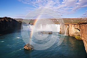 Beautiful landscape in Iceland with Godafoss waterfall