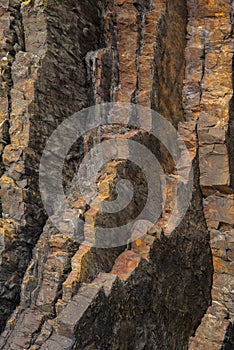 Beautiful landscape image of Blackchurch Rock on Devonian geological formation on beautiful Spring day