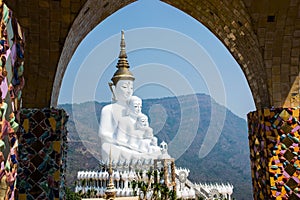 Beautiful landscape image with Five Buddha statue