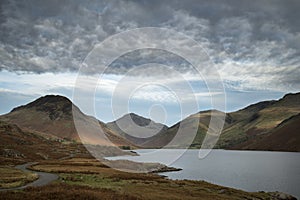 Beautiful landscape image of mountains around Wast Water in Lake