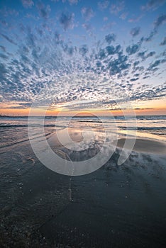 Beautiful landscape image of a sunset on the beach of Holland