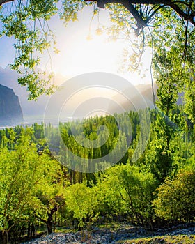 Beautiful landscape khaplu gilgitbaltistan sunrise