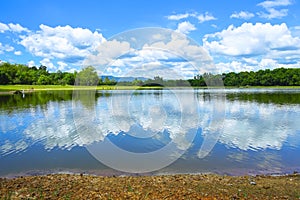 Beautiful landscape of Klong Sai reservoir in Sa Kaeo, Thailand