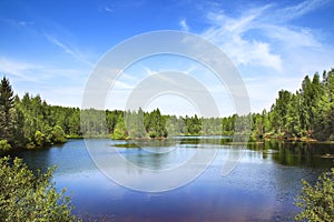 The beautiful landscape with lake.