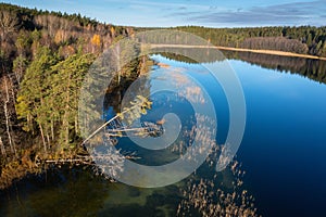 Beautiful landscape of lake Bolduk in the morning, Vitebskay region