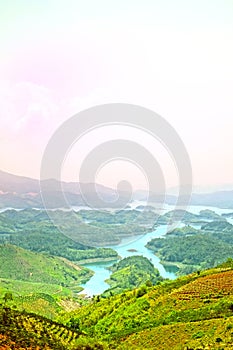 Beautiful landscape, lake and mountain