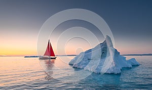 Beautiful landscape with large icebergs