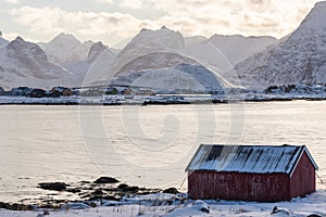 Beautiful landscape of Lofoten island in winter season, Nordland Norway, Scandianvia