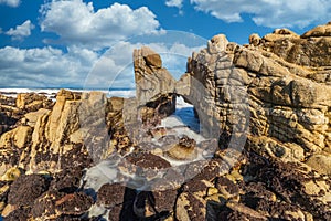 Beautiful landscape, long exposure of water, scenic coastline of Monterey, Kissing Rock view, Pacific Grove, Monterey