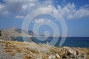 Beautiful landscape of the Mediterranean coast of the island of Rhodes in Lardos, Rhodes Island, Greece