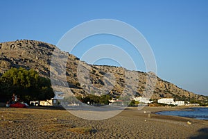 Beautiful landscape of the Mediterranean coast of the island of Rhodes in Lardos, Rhodes Island, Greece