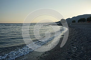 Beautiful landscape of the Mediterranean coast of the island of Rhodes in Lardos, Rhodes Island, Greece