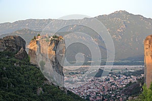 Beautiful landscape of Meteora at sunrise. Kalambaka, Kastraki, central Greece.