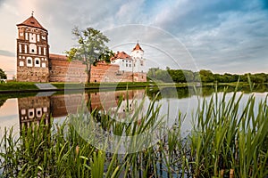 Beautiful landscape with Mir castle in Belarus.