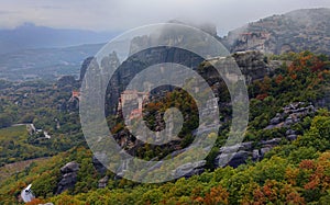 Beautiful landscape of monasteries  and rocks of Meteora