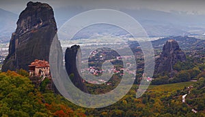 Beautiful landscape of monasteries and rocks of Meteora