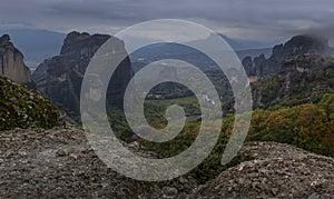 Beautiful landscape of monasteries and rocks of Meteora